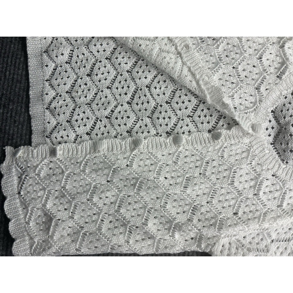Women's Crochet 2 PC Beach Swim Coverup Set Short Sleeve & Shorts Sexy White XS - Picture 12 of 13